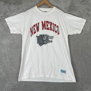 Vintage New Mexico Lobos T Shirt Mens XL White Discus Athletic Graphic Tee USA